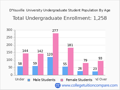 D'Youville  University 2025 Undergraduate Enrollment by Age chart
