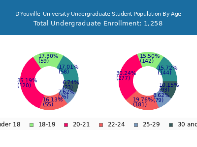 D'Youville  University 2025 Undergraduate Enrollment Age Diversity Pie chart
