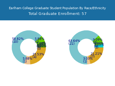 Earlham College 2025 Graduate Enrollment by Gender and Race chart
