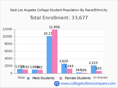 East Los Angeles College 2025 Student Population by Gender and Race chart