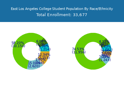 East Los Angeles College 2025 Student Population by Gender and Race chart