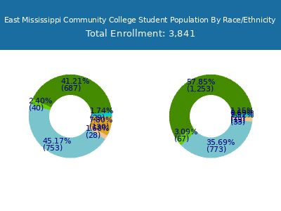 East Mississippi Community College 2025 Student Population by Gender and Race chart