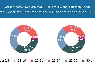 East Tennessee State University 2023 Graduate Enrollment Age Diversity Pie chart