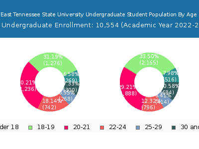East Tennessee State University 2023 Undergraduate Enrollment Age Diversity Pie chart