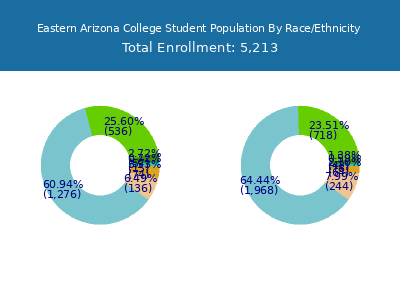 Eastern Arizona College 2025 Student Population by Gender and Race chart