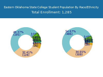 Eastern Oklahoma State College 2025 Student Population by Gender and Race chart