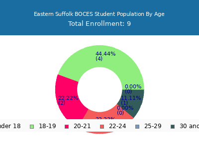 Eastern Suffolk BOCES 2025 Student Population Age Diversity Pie chart