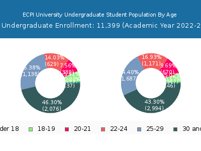 ECPI University 2023 Undergraduate Enrollment Age Diversity Pie chart