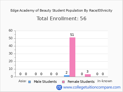Edge Academy of Beauty 2025 Student Population by Gender and Race chart
