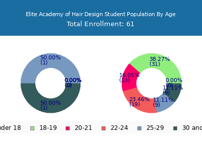 Elite Academy of Hair Design 2024 Student Population Age Diversity Pie chart
