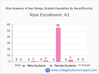 Elite Academy of Hair Design 2025 Student Population by Gender and Race chart
