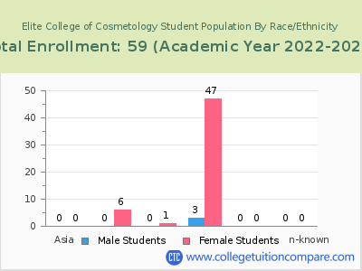 Elite College of Cosmetology 2023 Student Population by Gender and Race chart