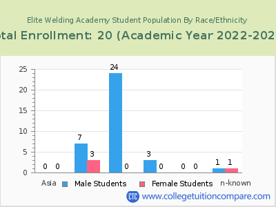 Elite Welding Academy 2023 Student Population by Gender and Race chart