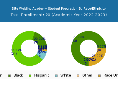 Elite Welding Academy 2023 Student Population by Gender and Race chart