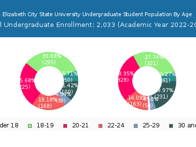 Elizabeth City State University 2023 Undergraduate Enrollment Age Diversity Pie chart