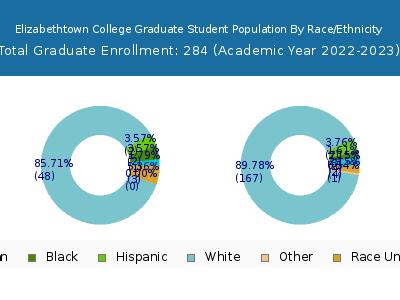 Elizabethtown College 2023 Graduate Enrollment by Gender and Race chart