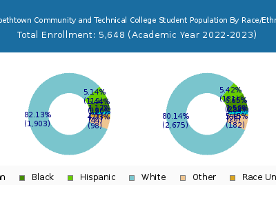 Elizabethtown Community and Technical College 2023 Student Population by Gender and Race chart