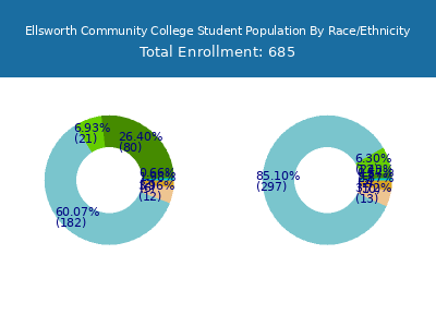 Ellsworth Community College 2025 Student Population by Gender and Race chart
