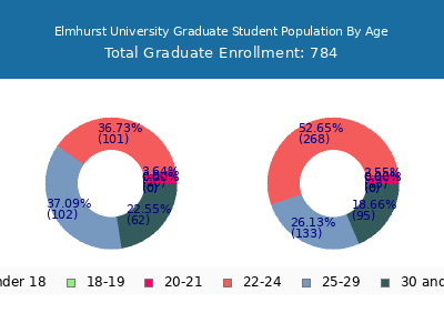 Elmhurst University 2025 Graduate Enrollment Age Diversity Pie chart