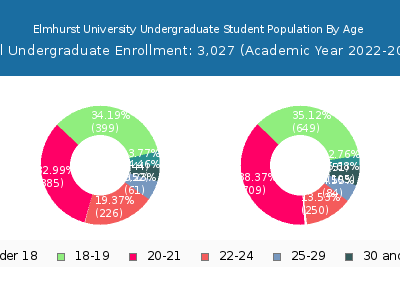Elmhurst University 2023 Undergraduate Enrollment Age Diversity Pie chart