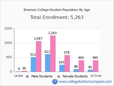 Emerson College 2025 Student Population by Age chart