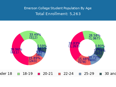 Emerson College 2025 Student Population Age Diversity Pie chart