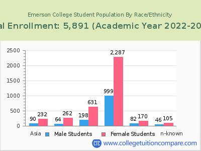 Emerson College 2023 Student Population by Gender and Race chart