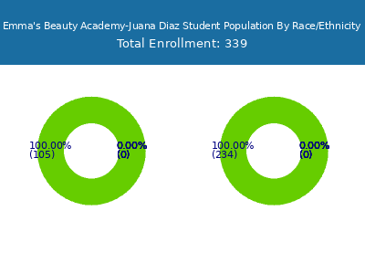 Emma's Beauty Academy-Juana Diaz 2025 Student Population by Gender and Race chart