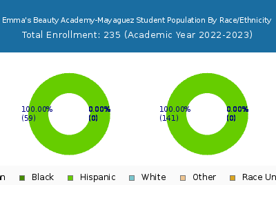 Emma's Beauty Academy-Mayaguez 2023 Student Population by Gender and Race chart