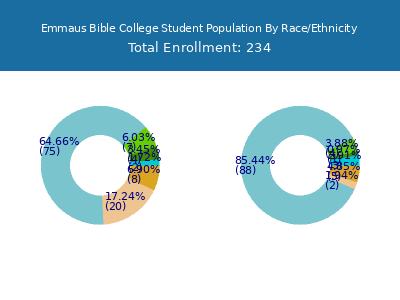 Emmaus Bible College 2025 Student Population by Gender and Race chart