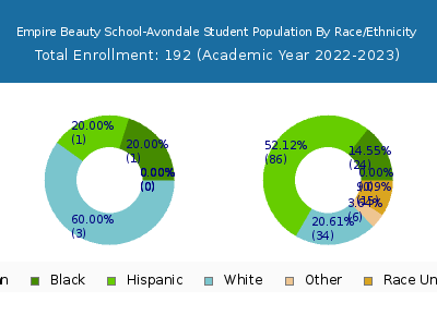 Empire Beauty School-Avondale 2023 Student Population by Gender and Race chart