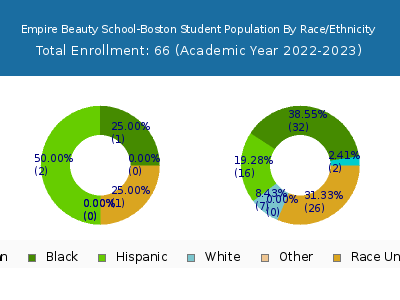 Empire Beauty School-Boston 2023 Student Population by Gender and Race chart