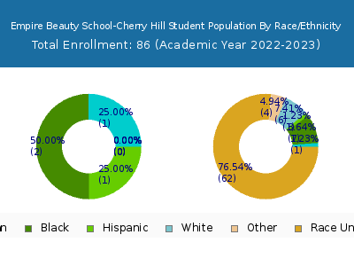 Empire Beauty School-Cherry Hill 2023 Student Population by Gender and Race chart