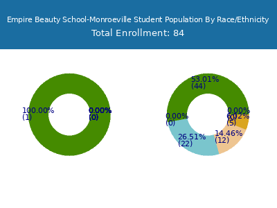 Empire Beauty School-Monroeville 2025 Student Population by Gender and Race chart