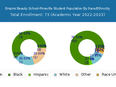 Empire Beauty School-Pineville 2023 Student Population by Gender and Race chart