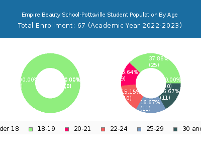 Empire Beauty School-Pottsville 2023 Student Population Age Diversity Pie chart