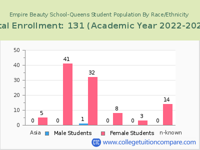 Empire Beauty School-Queens 2023 Student Population by Gender and Race chart