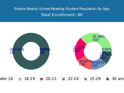 Empire Beauty School-Reading 2025 Student Population Age Diversity Pie chart