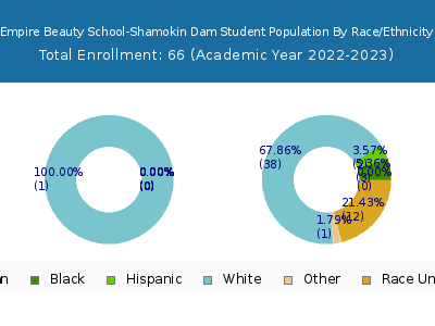 Empire Beauty School-Shamokin Dam 2023 Student Population by Gender and Race chart