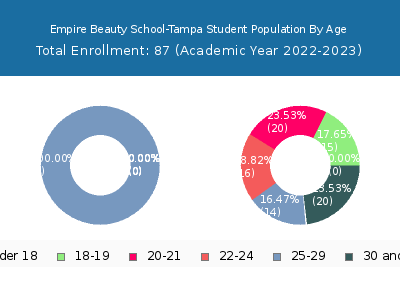Empire Beauty School-Tampa 2023 Student Population Age Diversity Pie chart