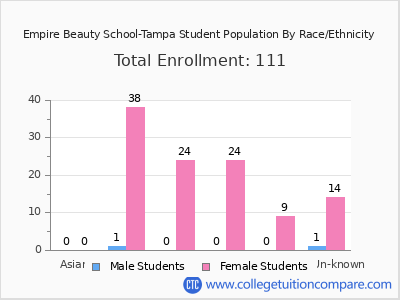 Empire Beauty School-Tampa 2025 Student Population by Gender and Race chart