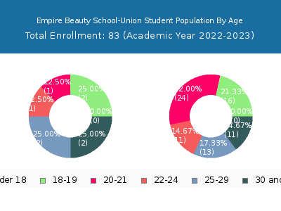 Empire Beauty School-Union 2023 Student Population Age Diversity Pie chart