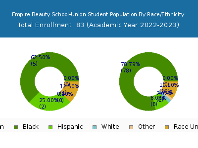 Empire Beauty School-Union 2023 Student Population by Gender and Race chart