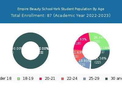 Empire Beauty School-York 2023 Student Population Age Diversity Pie chart