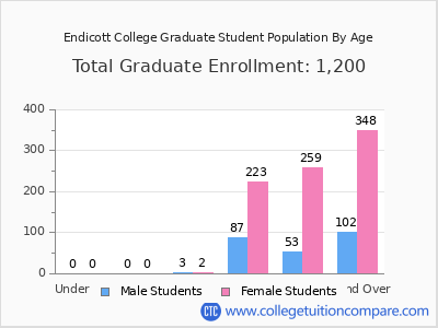 Endicott College 2024 Graduate Enrollment by Age chart