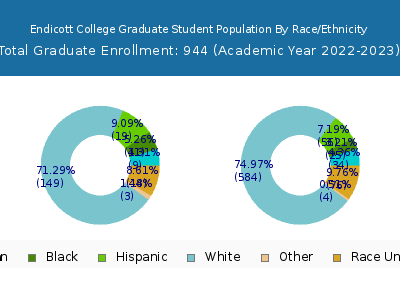 Endicott College 2023 Graduate Enrollment by Gender and Race chart