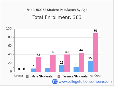 Erie 1 BOCES 2024 Student Population by Age chart