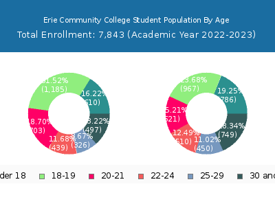 Erie Community College 2023 Student Population Age Diversity Pie chart