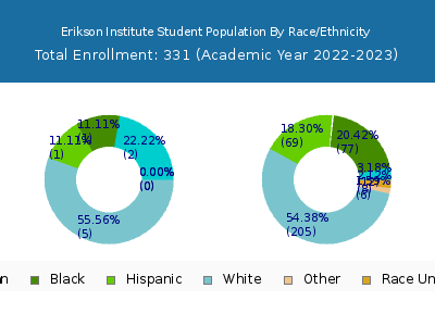 Erikson Institute 2023 Student Population by Gender and Race chart