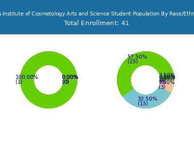 Estes Institute of Cosmetology Arts and Science 2025 Student Population by Gender and Race chart
